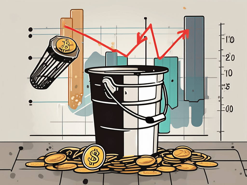 A leaky bucket with coins falling out to symbolize customer attrition