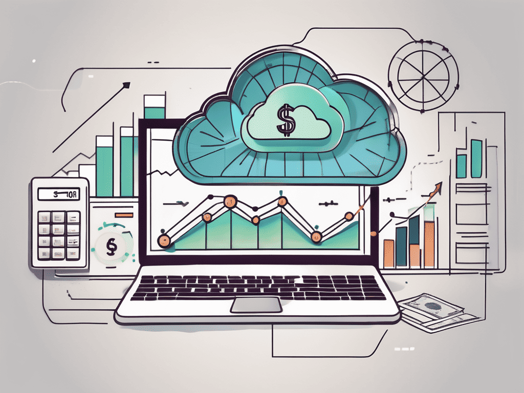 A cloud connected to various financial elements like a calculator