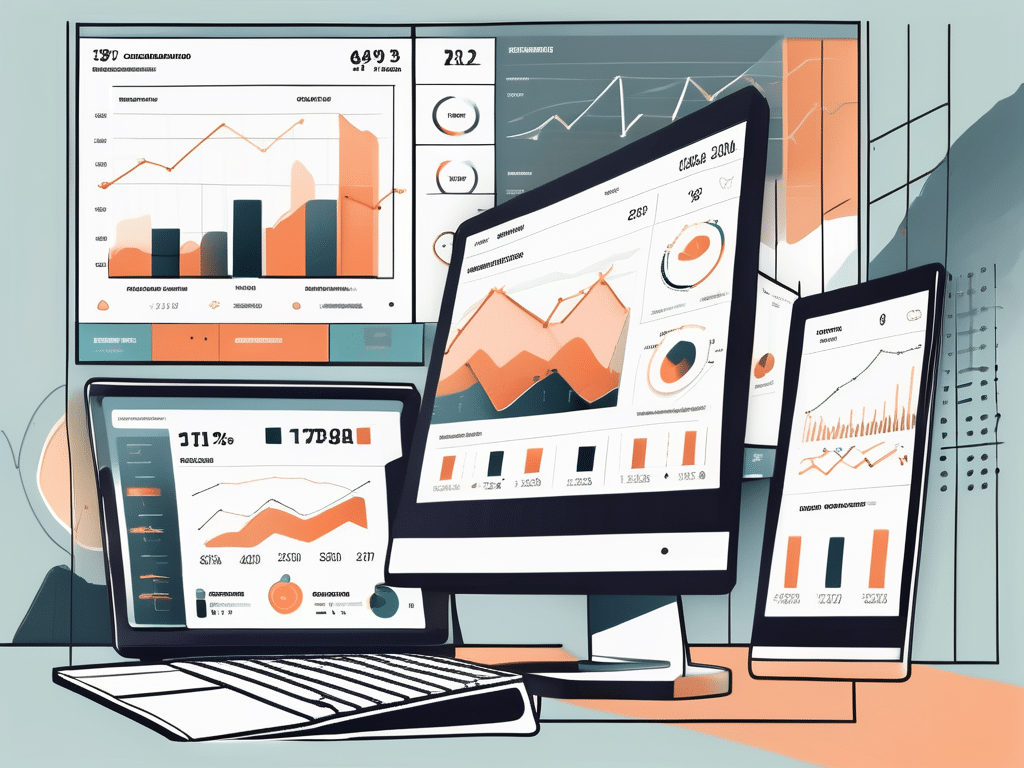 A detailed and dynamic ecommerce dashboard on a computer screen